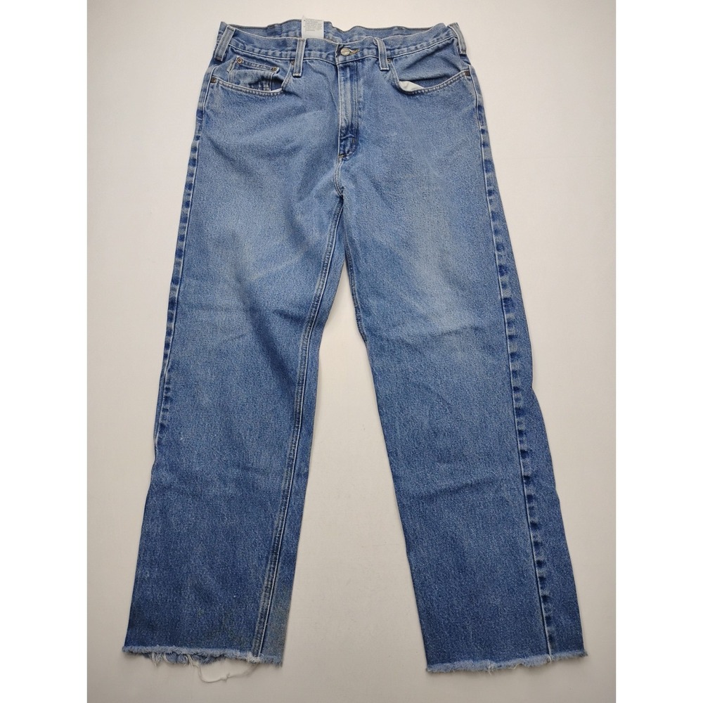 Carhartt B460 Relaxed Fit‎ Jeans Size 38x32 Blue Denim Work Wear raw hem
